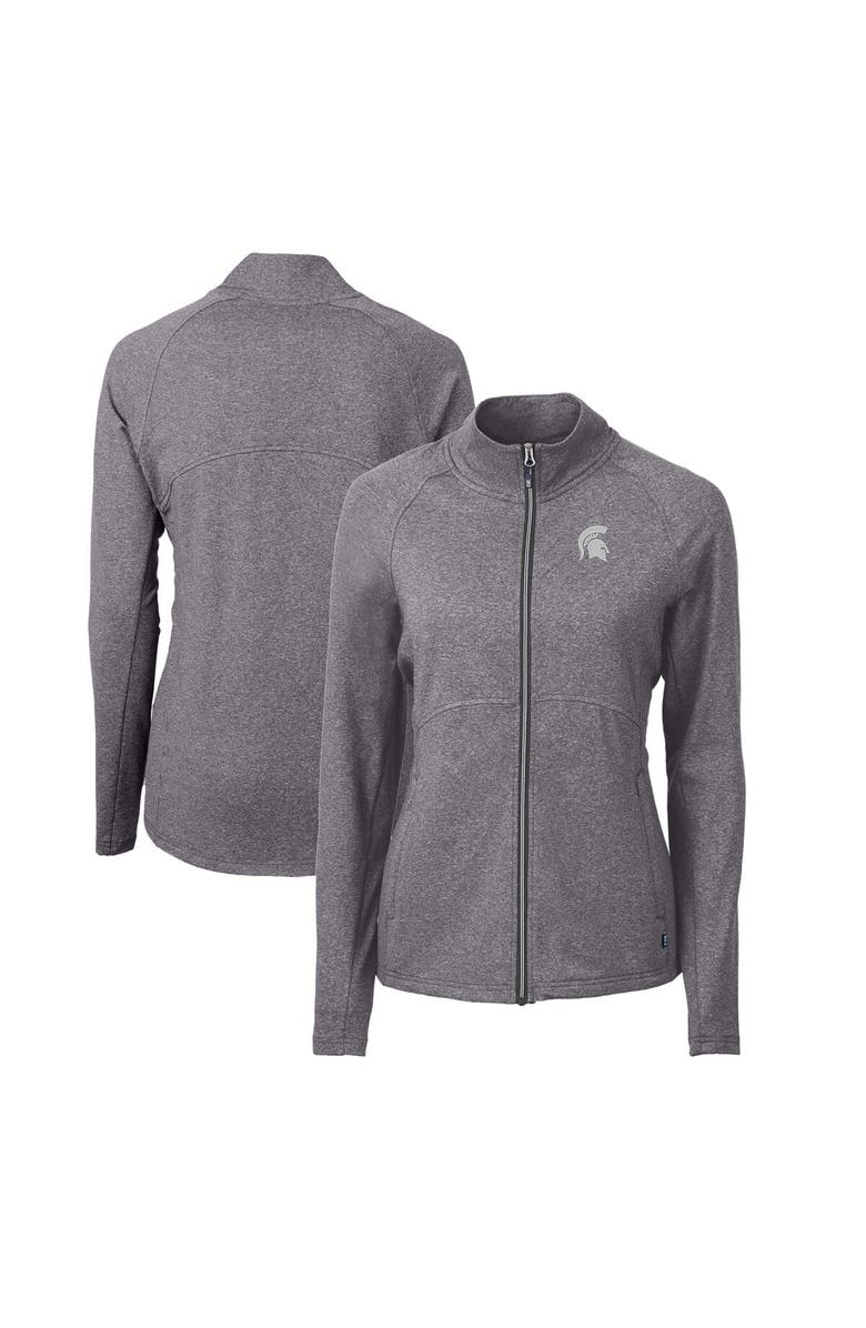 Cutter & Buck Women's Cutter & Buck  Heather Black Michigan State Spartans Adapt Eco Knit Heather Recycled Full-Zip Jacket, Main, color, 