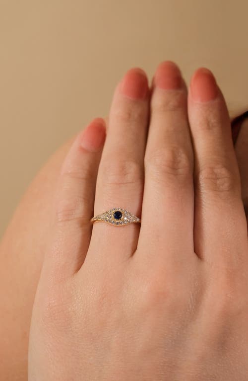 Sterling Forever Mozzie Cubic Zirconia Evil Eye Ring In Gold