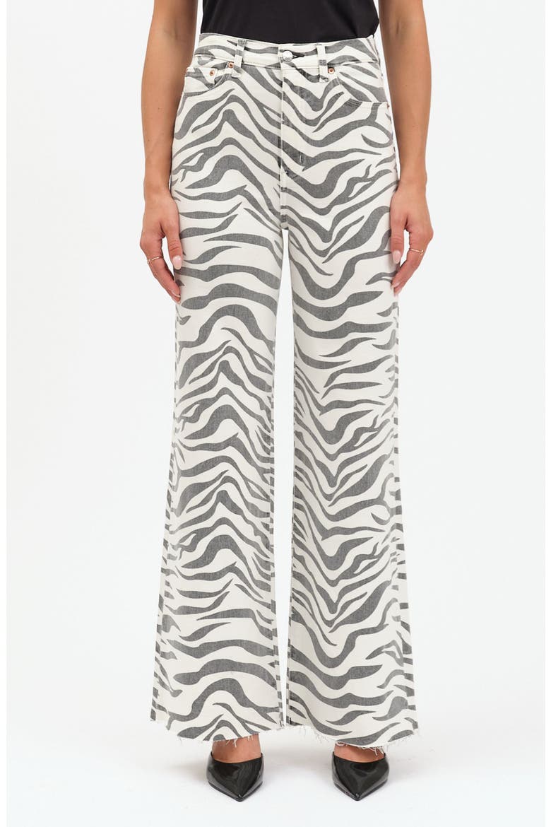 Far Out High Waist Raw Hem Wide Leg Jeans, Main, color, ZEBRA