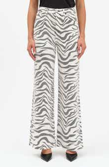DAZE Far Out High Waist Raw Hem Wide Leg Jeans
