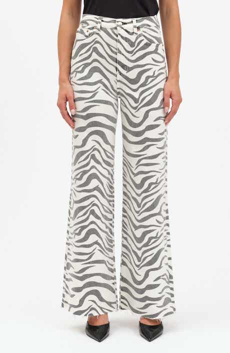 DAZE Far Out High Waist Raw Hem Wide Leg Jeans