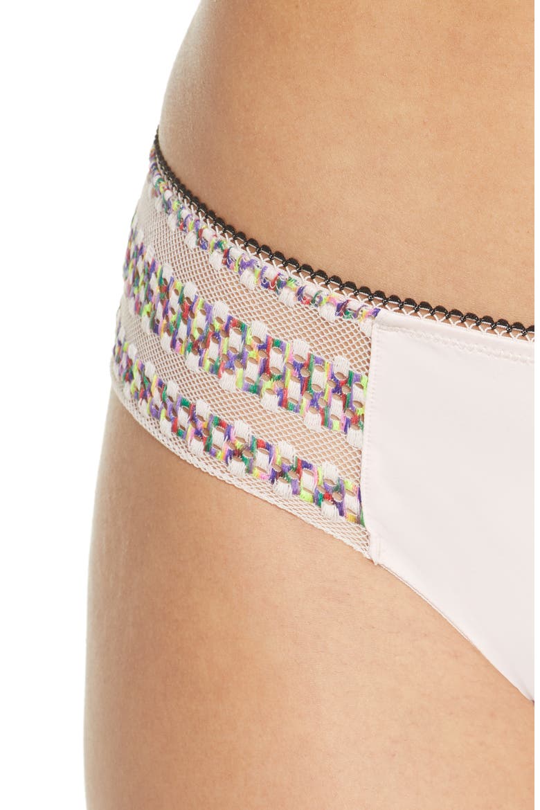 Stripe Lace Thong, Alternate, color, NYMPHS THIGH