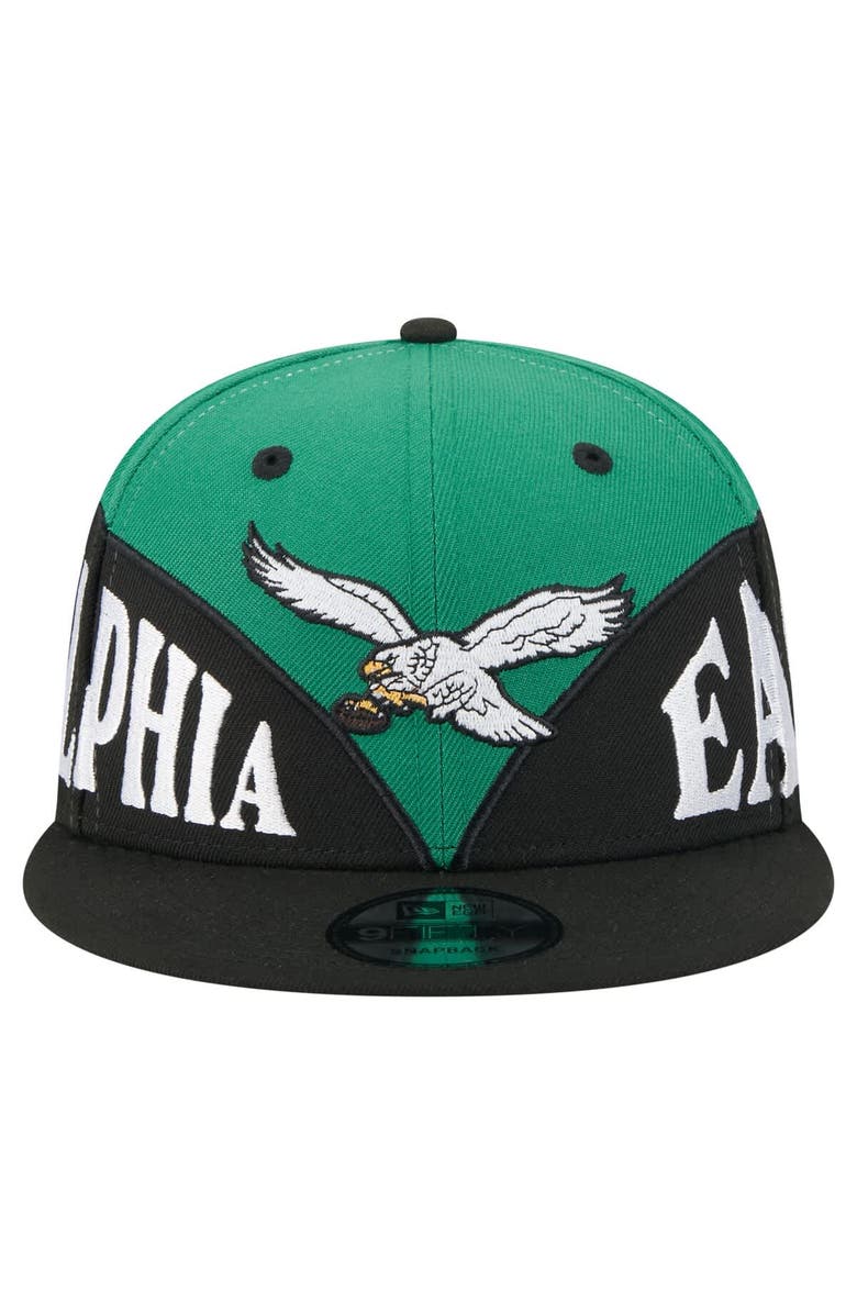 New Era Men's New Era  Kelly Green/Black Philadelphia Eagles Split 9FIFTY Snapback Hat, Alternate, color, 