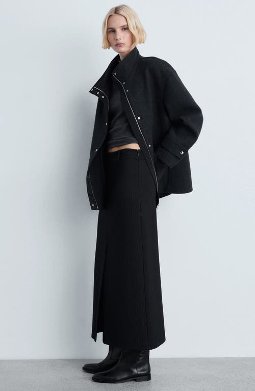 Mango Pinstripe Suit Skirt In Black