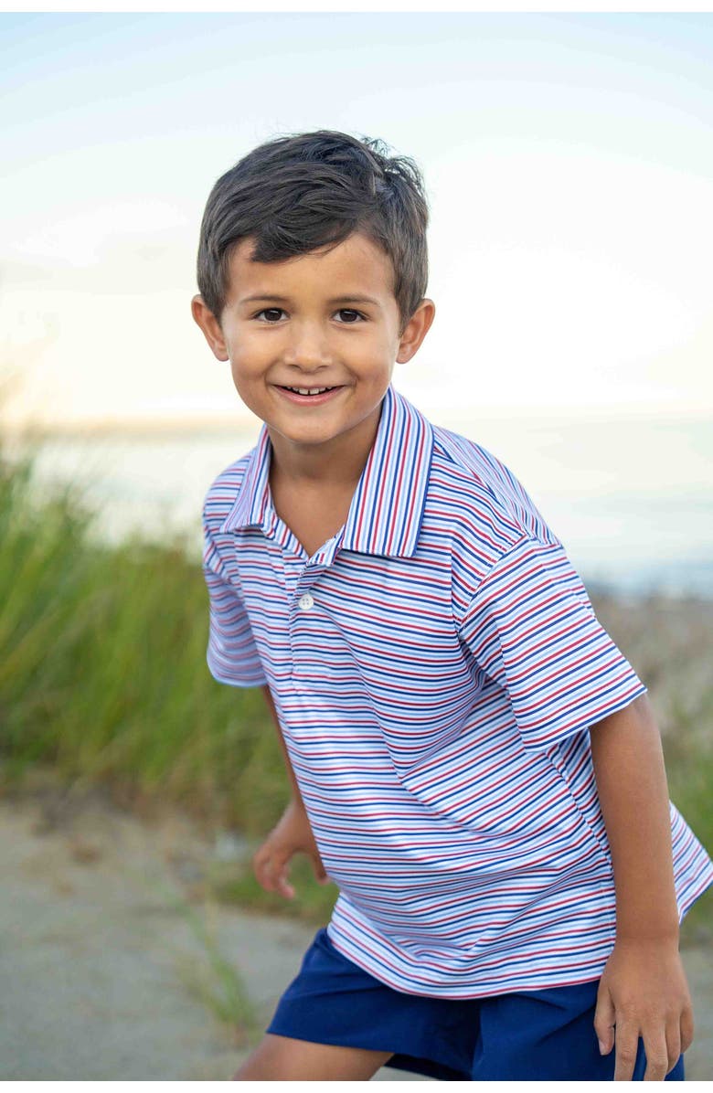 Florence Eiseman Stripe Print Performance Knit Polo, Alternate, color, Blue/White/Red