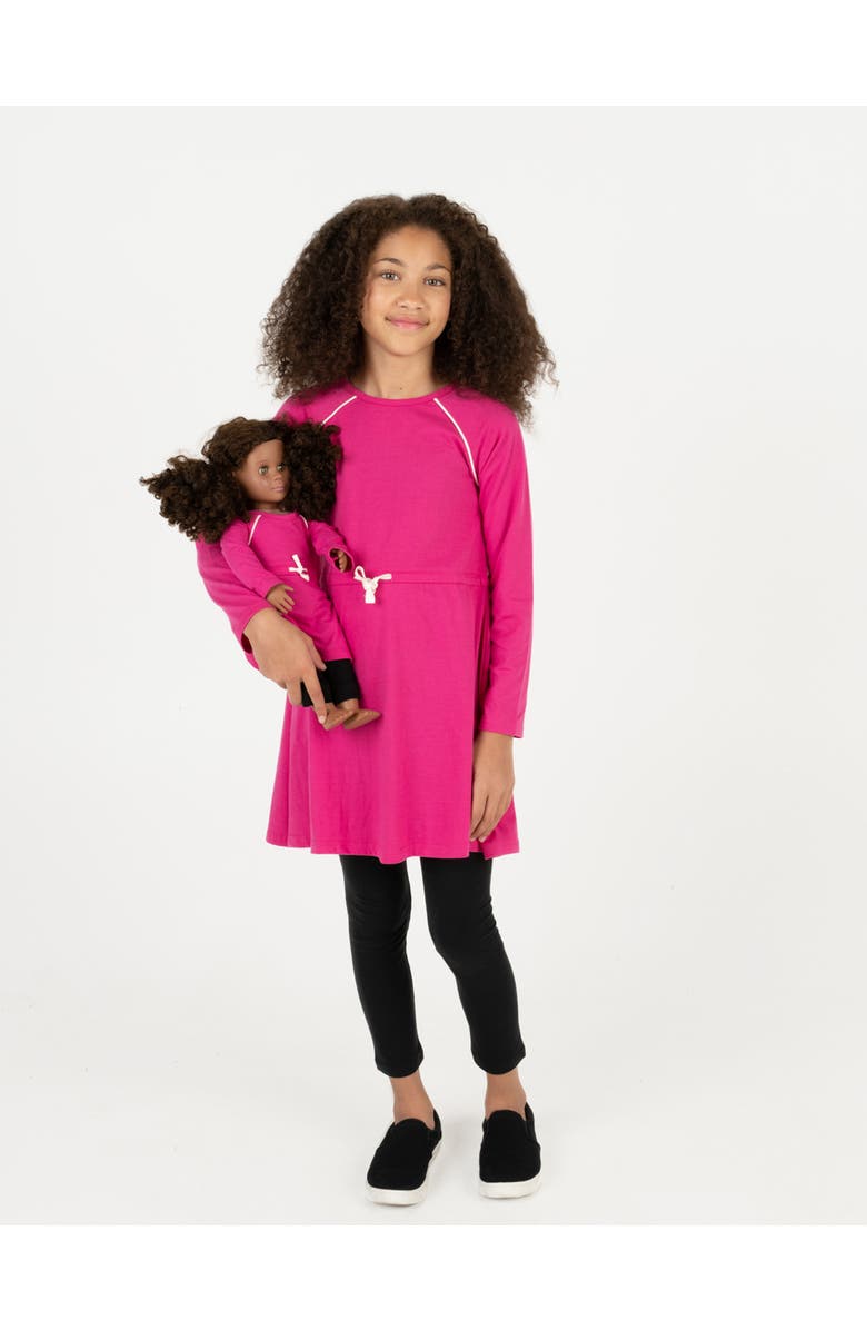 Leveret Girls Bow Tie Dress with Matching Doll Dress, Alternate, color, Pink