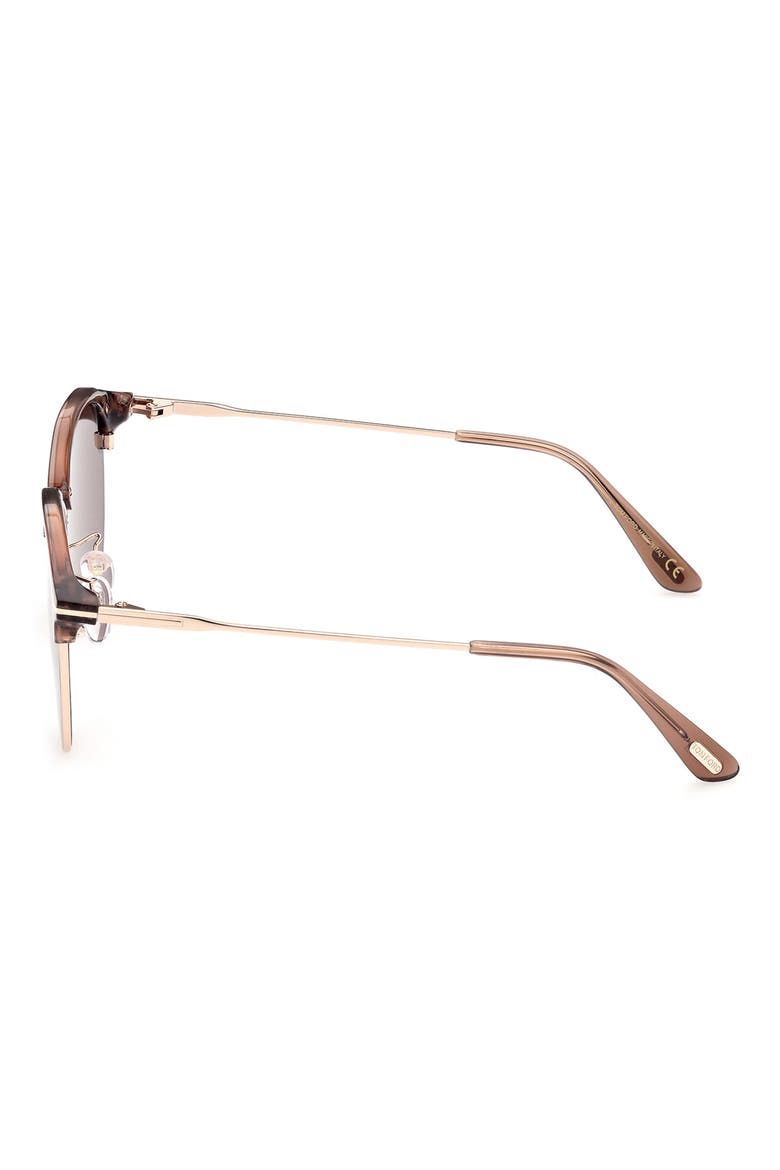 55mm Gradient Round Sunglasses, Alternate, color, SHINY LIGHT BROWN / BROWN