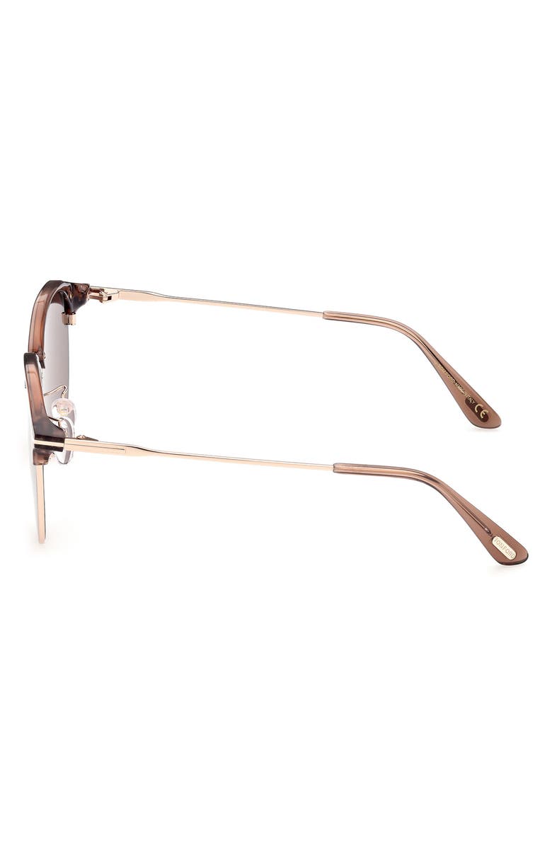 TOM FORD 55mm Gradient Round Sunglasses, Alternate, color, Shiny Light Brown / Brown