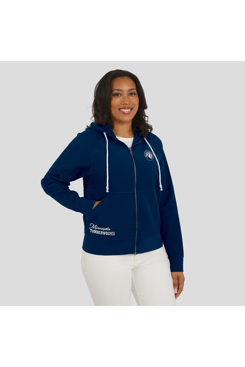 Women's WEAR by Erin Andrews Navy Minnesota Timberwolves Vintage Full-Zip Raglan Hoodie, Alternate, color, Navy
