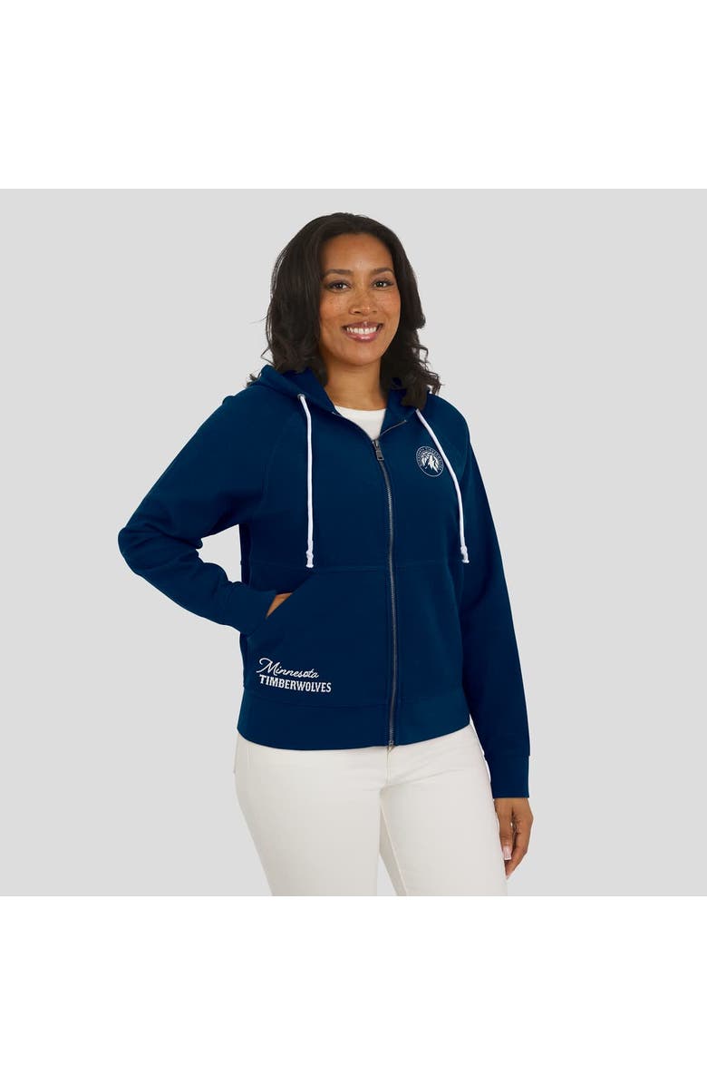 WEAR by Erin Andrews Women's WEAR by Erin Andrews Navy Minnesota Timberwolves Vintage Full-Zip Raglan Hoodie, Alternate, color, Navy