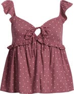 BP. Tie Front Flutter Sleeve Babydoll Top