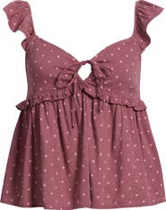 BP. Tie Front Flutter Sleeve Babydoll Top