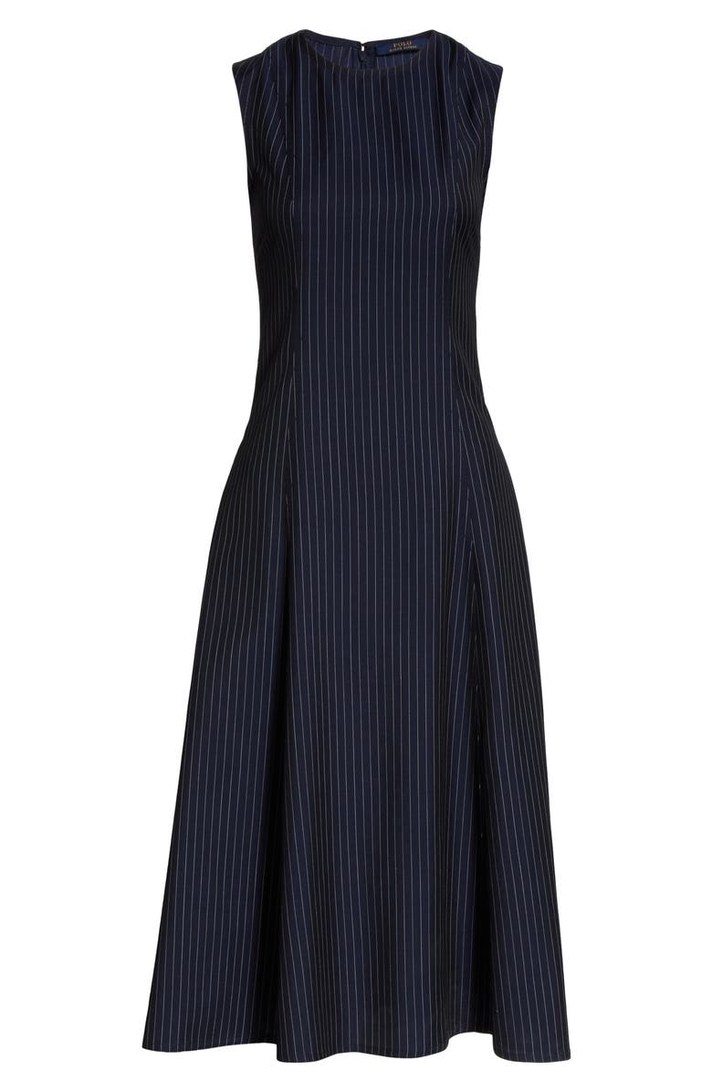 Polo Ralph Lauren Pinstripe Midi Dress, Alternate, color, 
