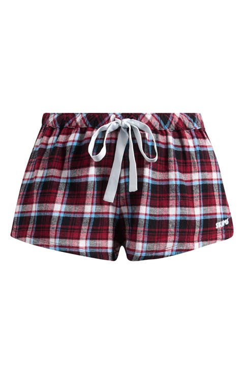 Flannel Sleep Drawstring Shorts