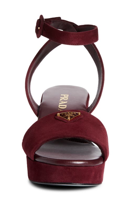 Prada Logo Platform Sandal In Burgundy
