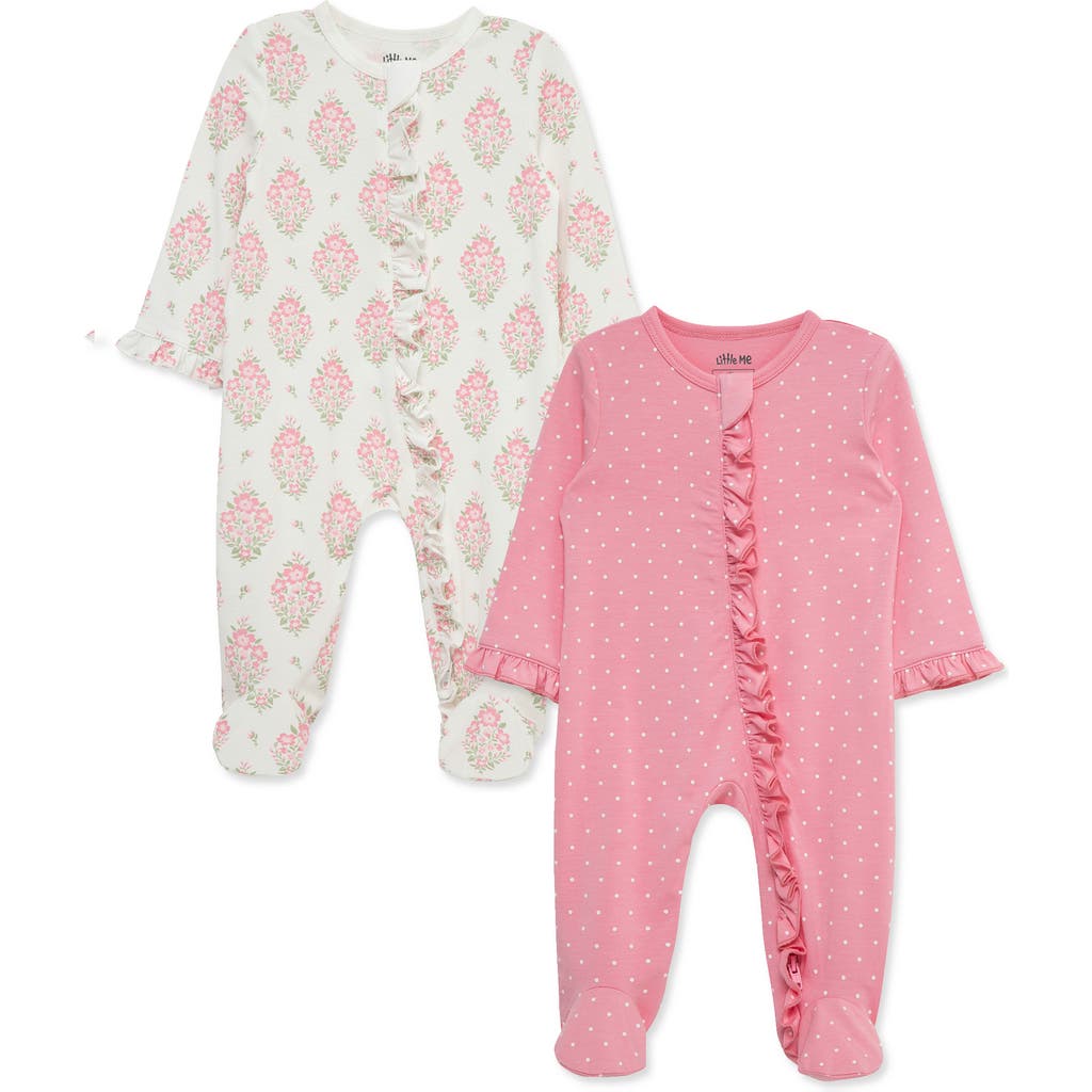 Little Me Floral 2-pack Assorted Footies In Multi