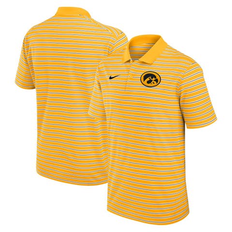 Men's Nike Gold/White Iowa Hawkeyes Primetime Victory Striped Performance Polo