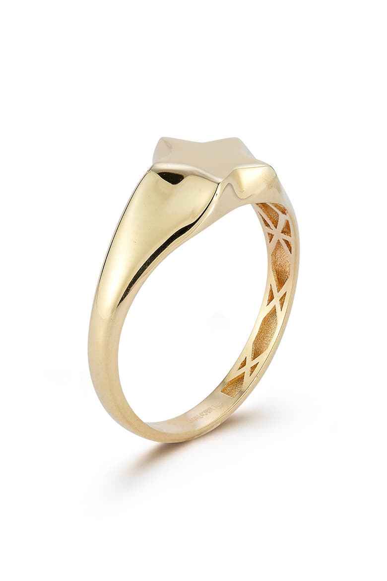 Star Signet Ring, Alternate, color, 14K GOLD