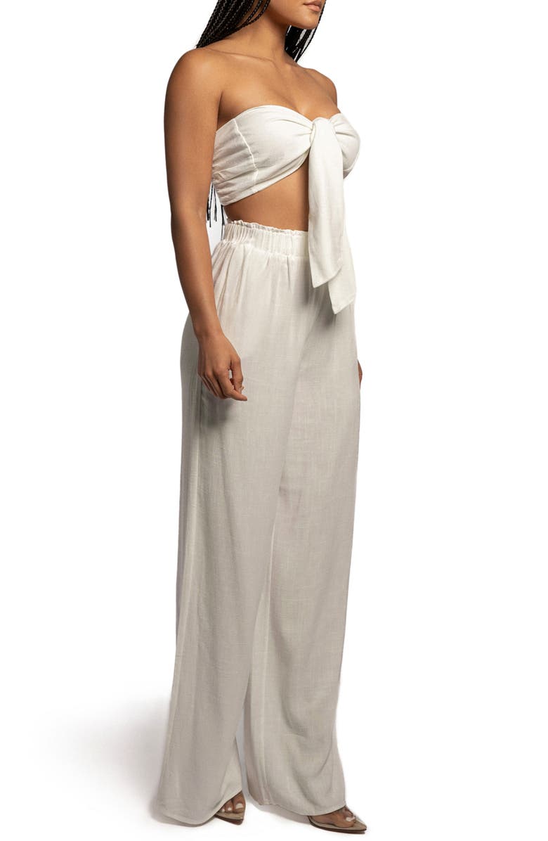 JLUXLABEL Two-Piece Strapless Crop Top & Wide Leg Pants Set, Alternate, color, 