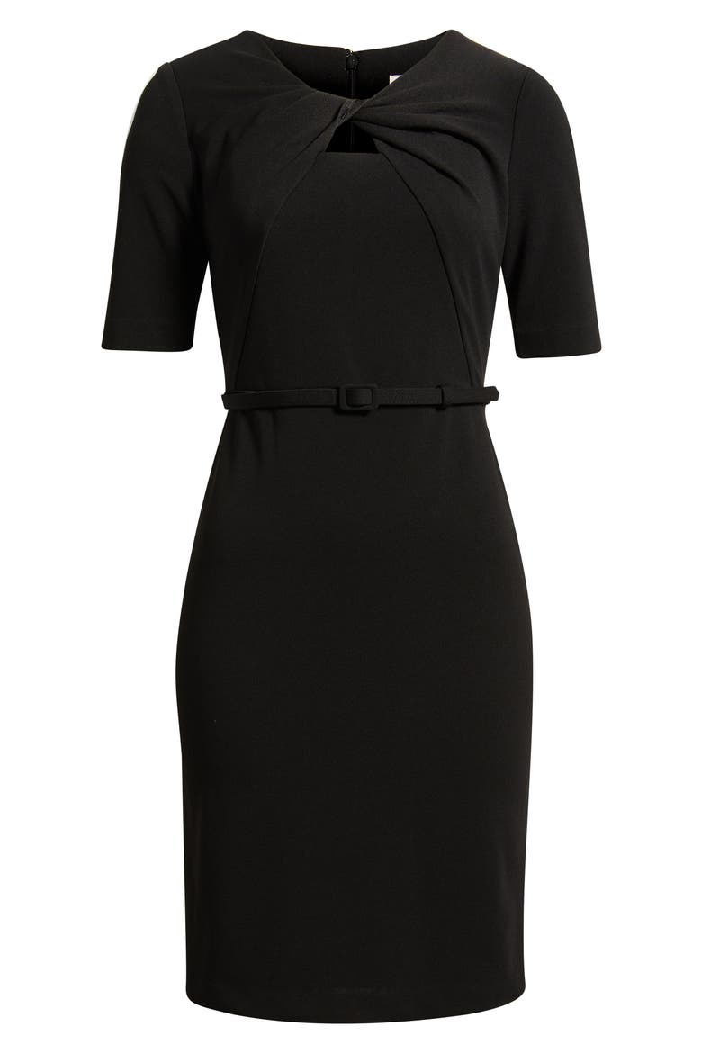 Twist Detail Crepe Sheath Dress, Alternate, color, ANNE BLACK