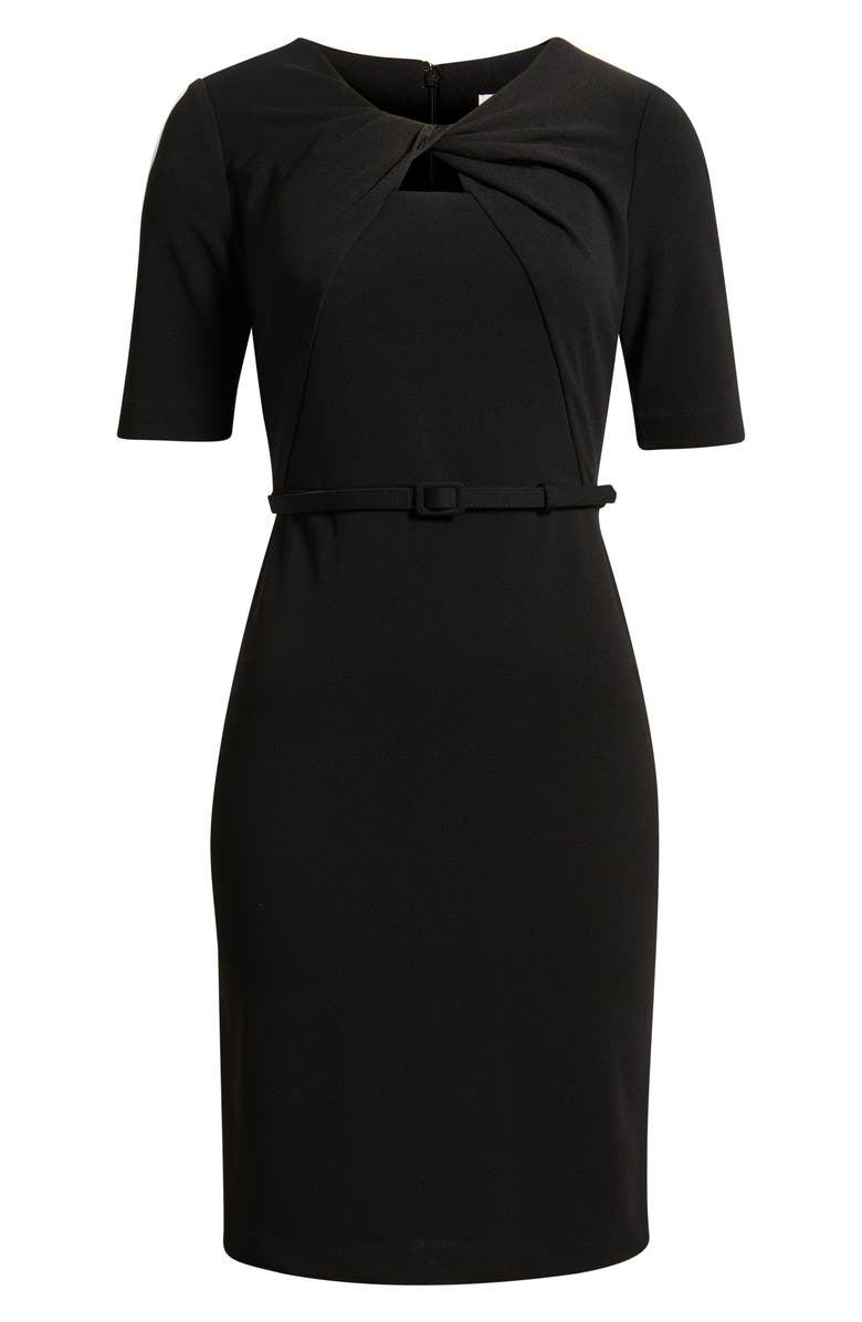 Anne Klein Twist Detail Crepe Sheath Dress, Main, color, Anne Black