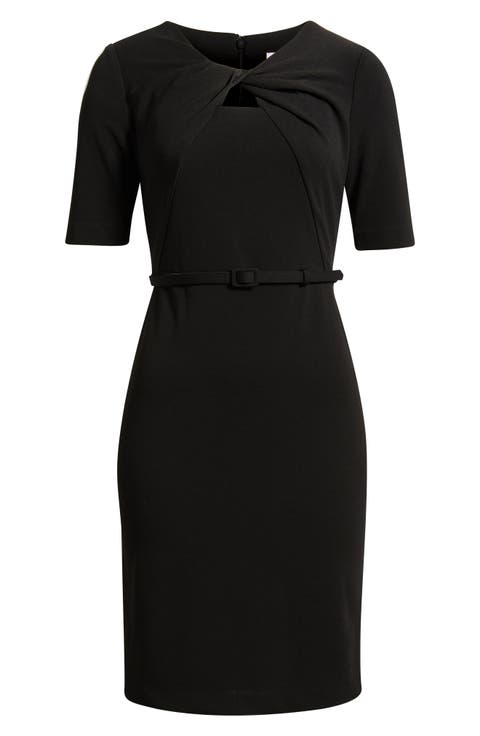 Twist Detail Crepe Sheath Dress