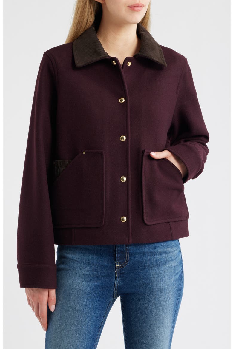 Corduroy Trim Jacket, Alternate, color, BURGUNDY