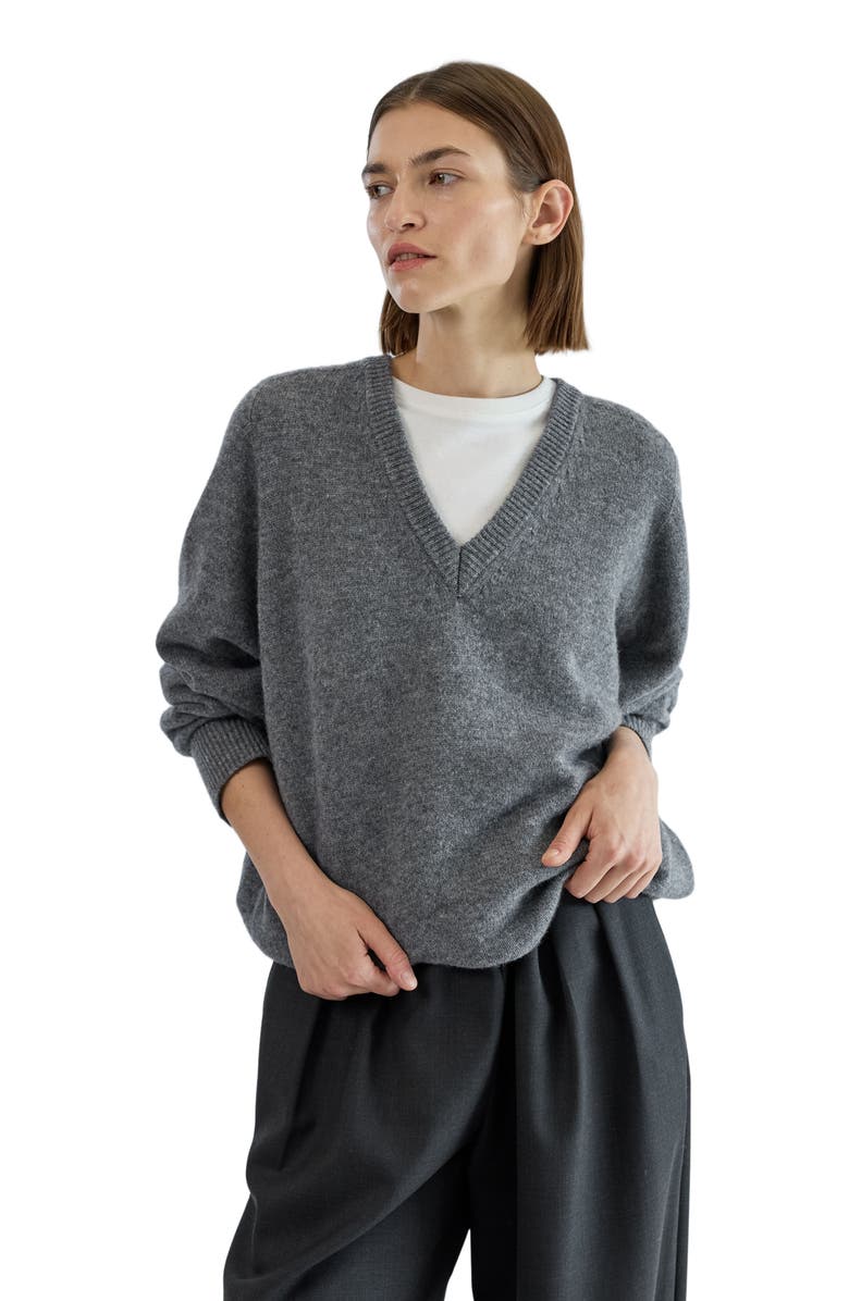 Almina Concept Wool V Neck Sweater, Alternate, color, Grey