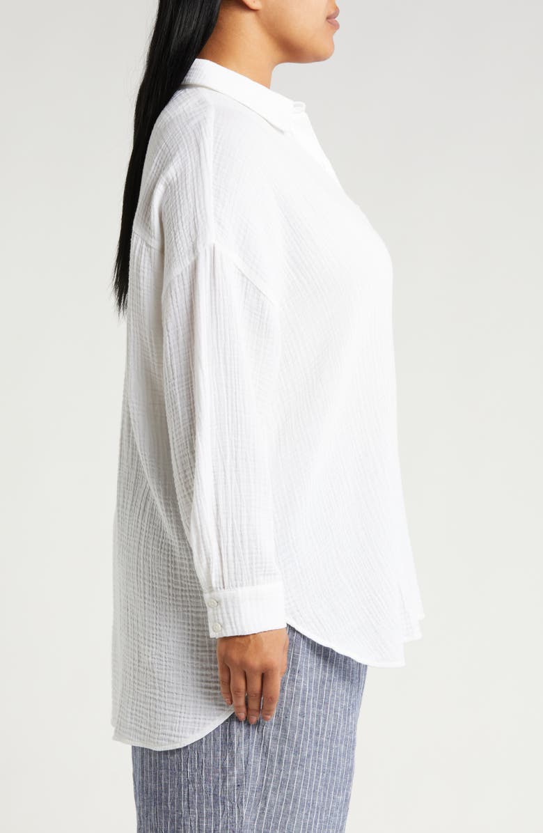 Eileen Fisher Classic Collar Organic Cotton Button-Up Shirt, Alternate, color, 