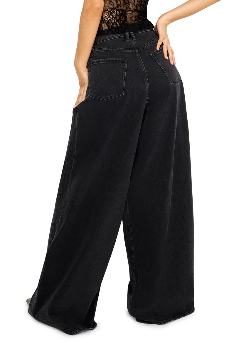 Paneled Wide Leg Jeans, Alternate, color, BLACK351