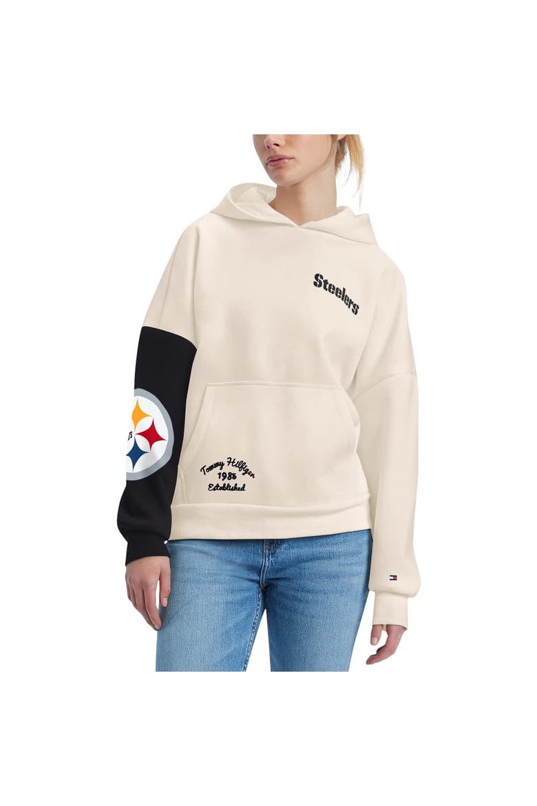 Women's Tommy Hilfiger Cream/Black Pittsburgh Steelers Harriet Pullover Hoodie, Main, color, Cream