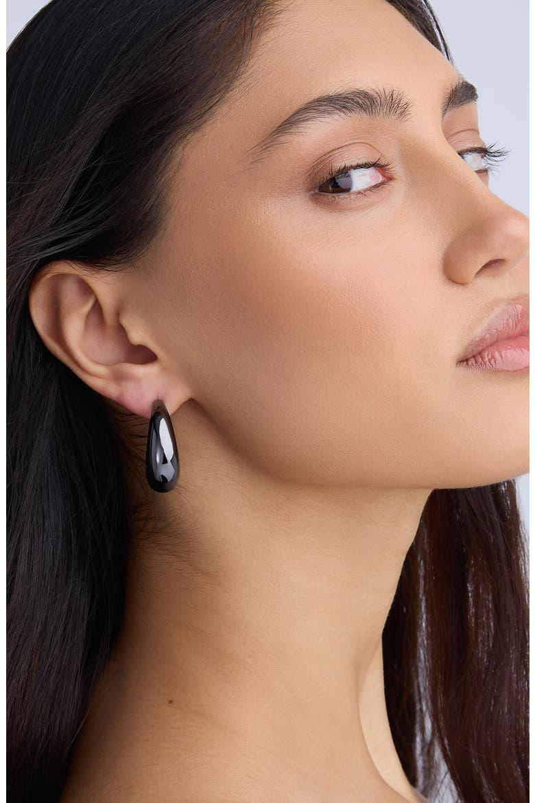 Dylan Dome Huggie Hoop Earrings, Alternate, color, HEMATITE