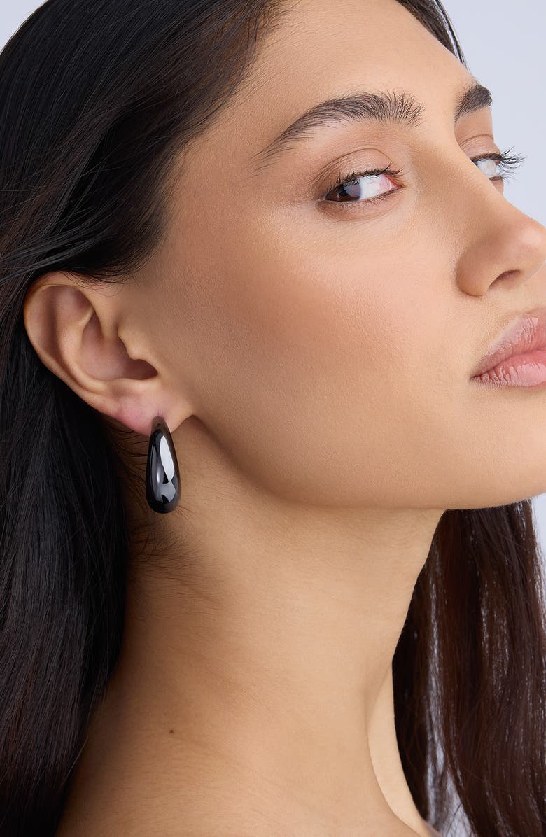 Jennifer Fisher Dylan Dome Huggie Hoop Earrings, Alternate, color, Hematite