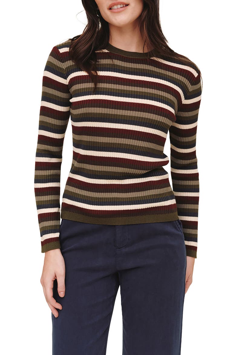 Striped Long Sleeve Top, Main, color, HARVEST STRIPE