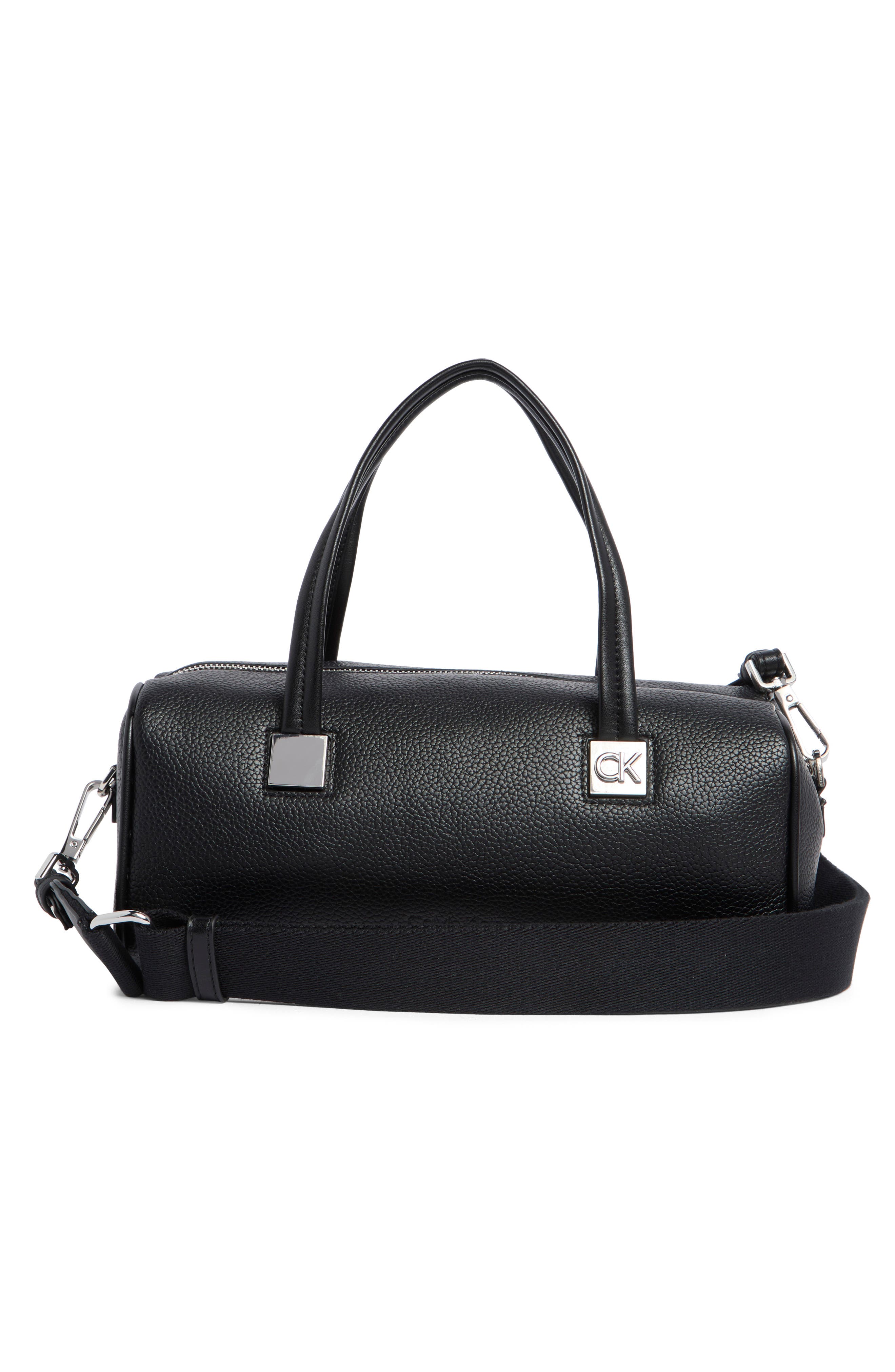 Calvin Klein Rue Satchel Bag, Alternate, color, Black/ Silver