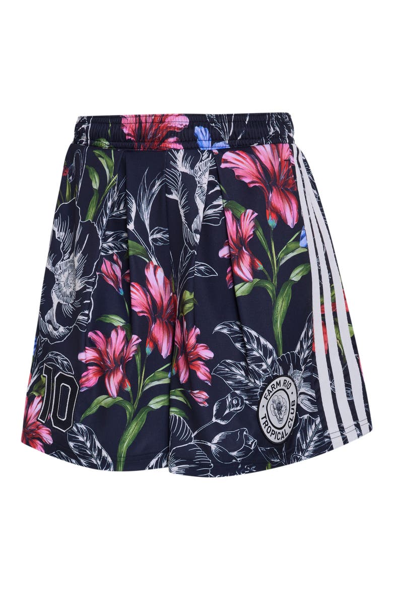 FARM Rio Floral Print Performance Shorts, Alternate, color, BLACK/CREAM WHITE/CRAFT GREEN