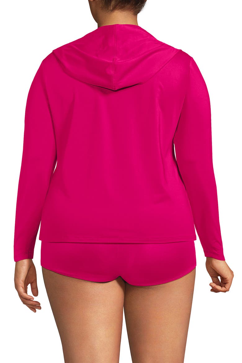 Plus Size SunShade UPF 50 Hooded Zip Front Rash Guard, Alternate, color, Riviera Rose