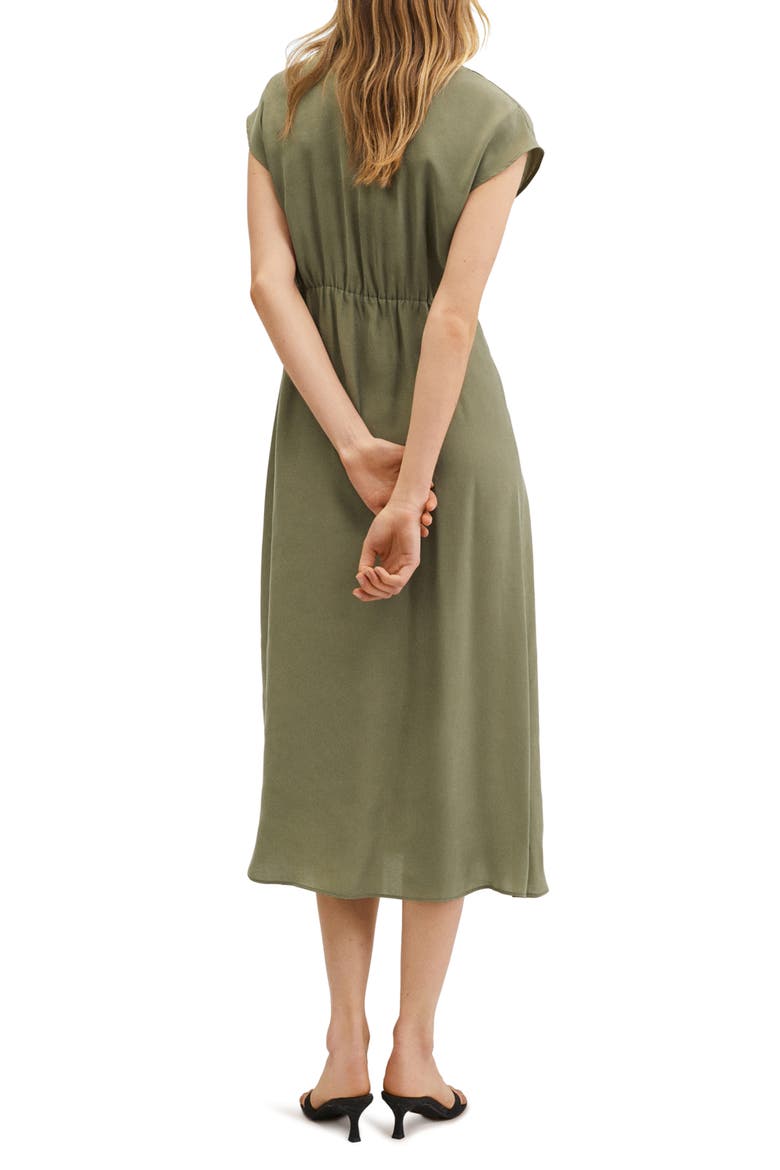 Tie Front Midi Dress, Alternate, color, KHAKI