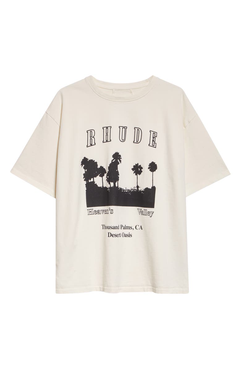 Rhude Thousand Palms Graphic T-Shirt, Alternate, color, Vintage White / Black