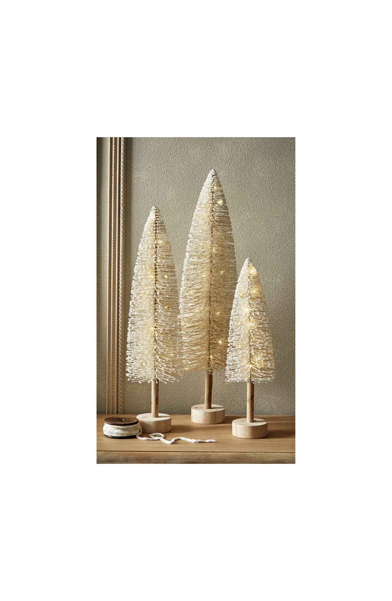 tag First Snow Lightup Christmas Bottle Brush Tree Set of 3, Alternate, color, White