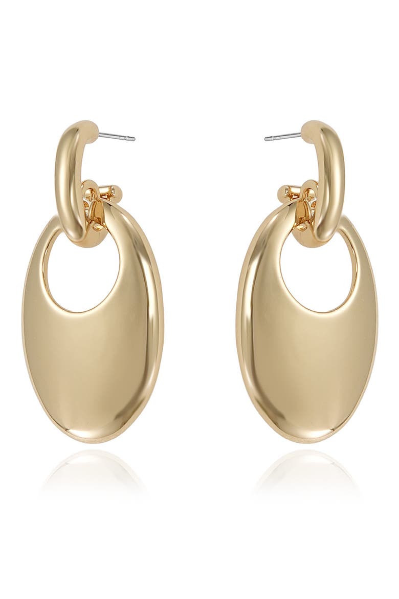 Smooth Oval Drop Hoop Earrings, Alternate, color, GOLD