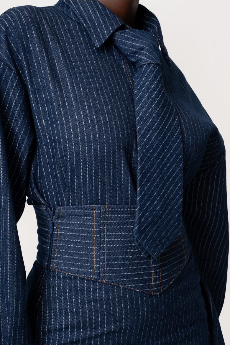 Denim Pinstripe Mika Necktie, Alternate, color, Denim