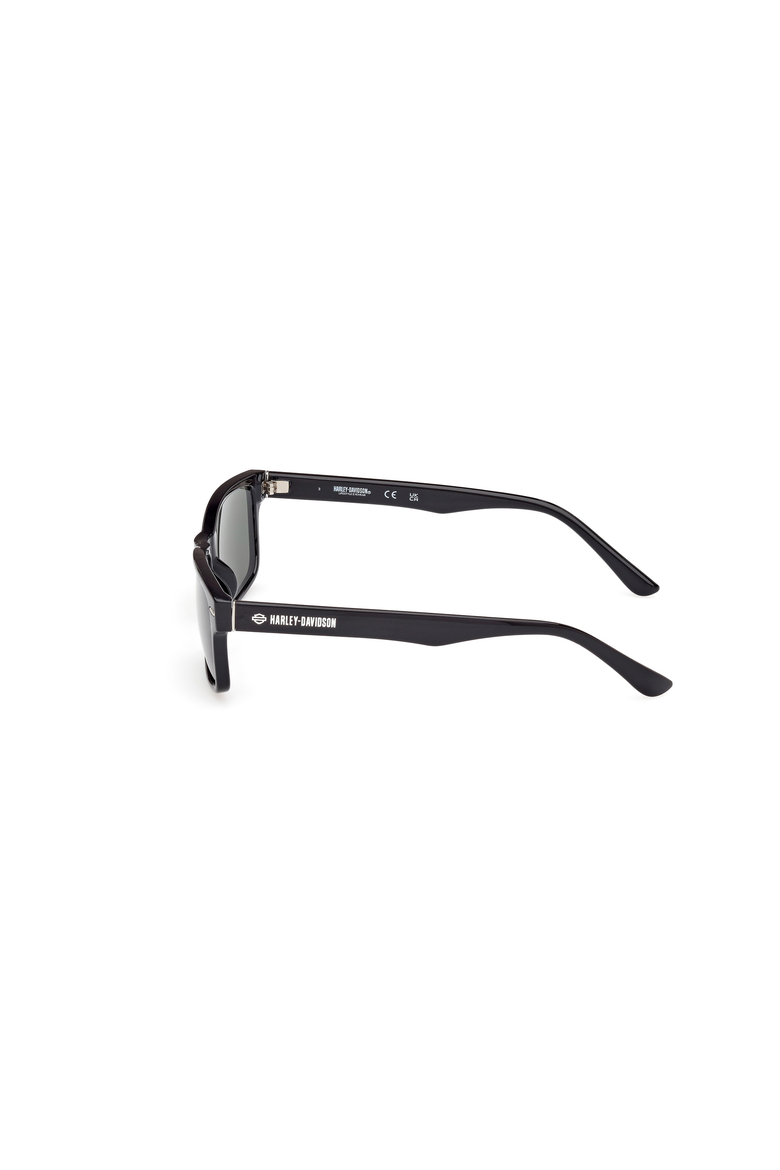 Rounded Rectangular Acetate Sunglasses, Alternate, color, Shiny Black / Green