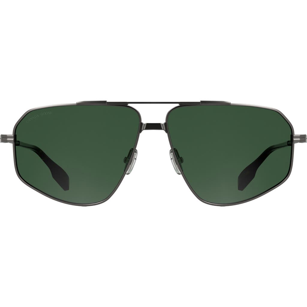 Canada Goose 61mm Polarized Aviator Sunglasses In Matte Dark Gunmetal