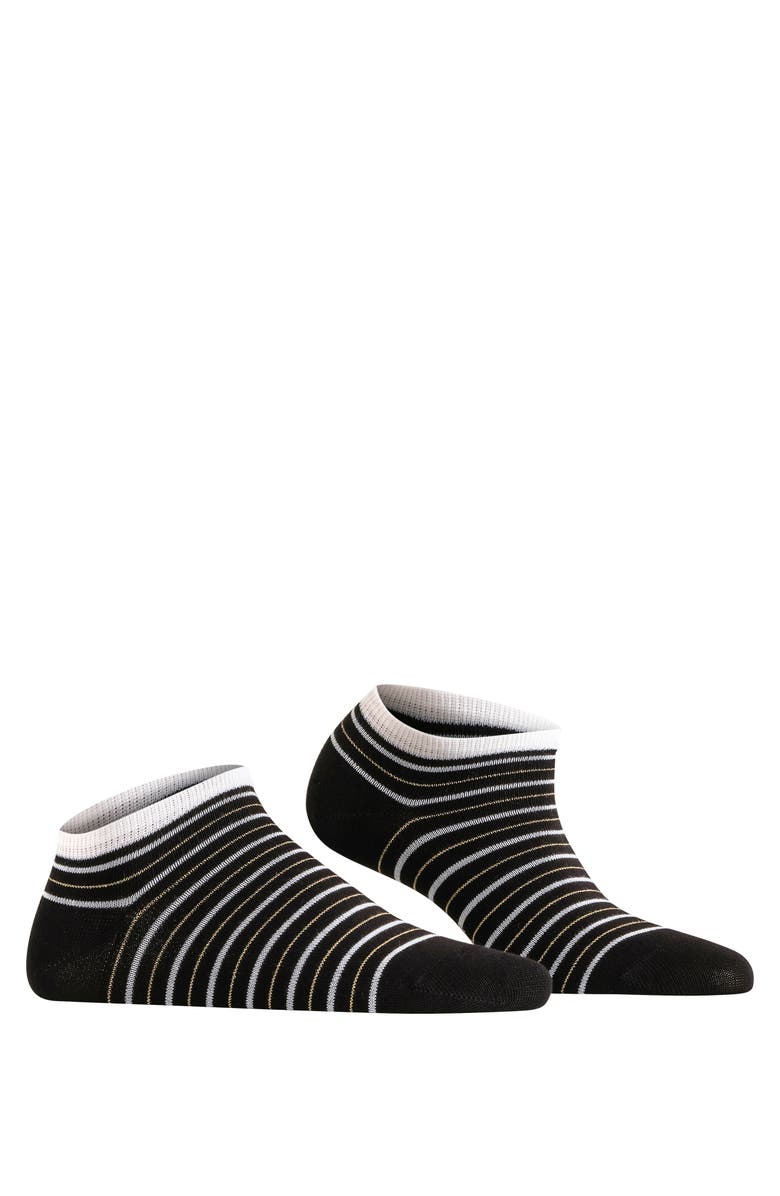 Falke Stripe Shimmer Sneaker Socks, Alternate, color, Black
