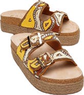 Prologue Shoes Bobby Beaded Straw Platform Slide Sandal