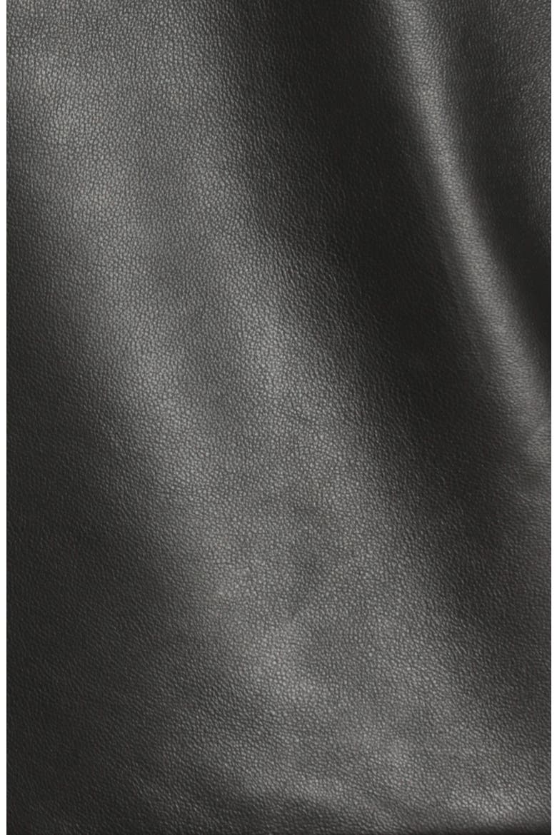 Piped Leather Moto Jacket, Alternate, color, BLACK