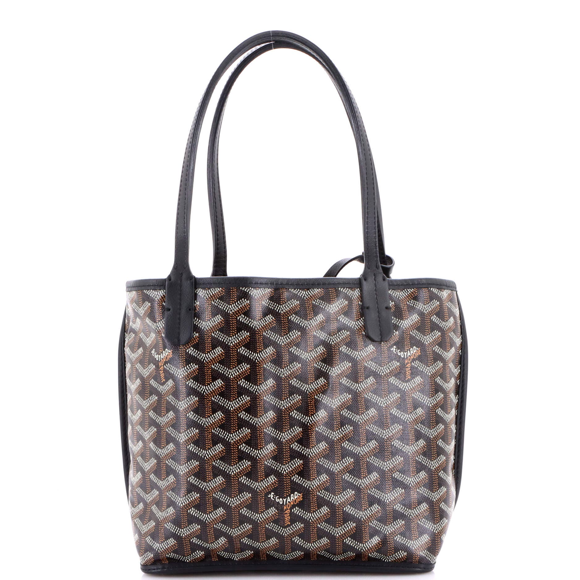 Pre-Owned Goyard Anjou Reversible Tote Coated Canvas Mini, Main, color, Black