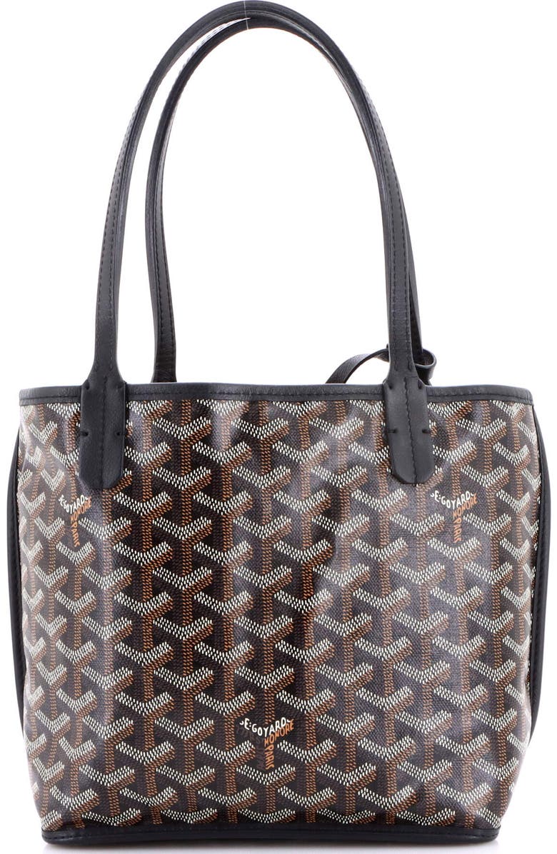 Pre-Owned Goyard Anjou Reversible Tote Coated Canvas Mini, Main, color, Black