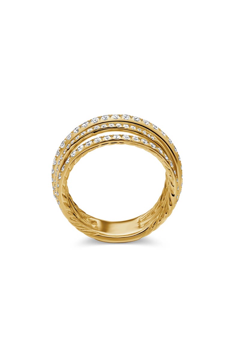 David Yurman 11MM PAVE CROSSOVER RING, Alternate, color, 18K Yellow Gold